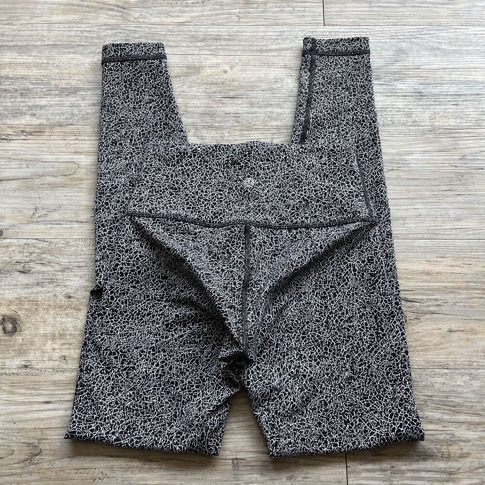 Lululemon Wunder Under Hi-Rise 4 Small Tight Crackle Jaquard Black White Legging